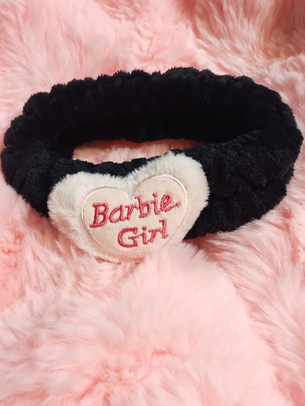 Barbie Girl Black Plush Skincare Headband